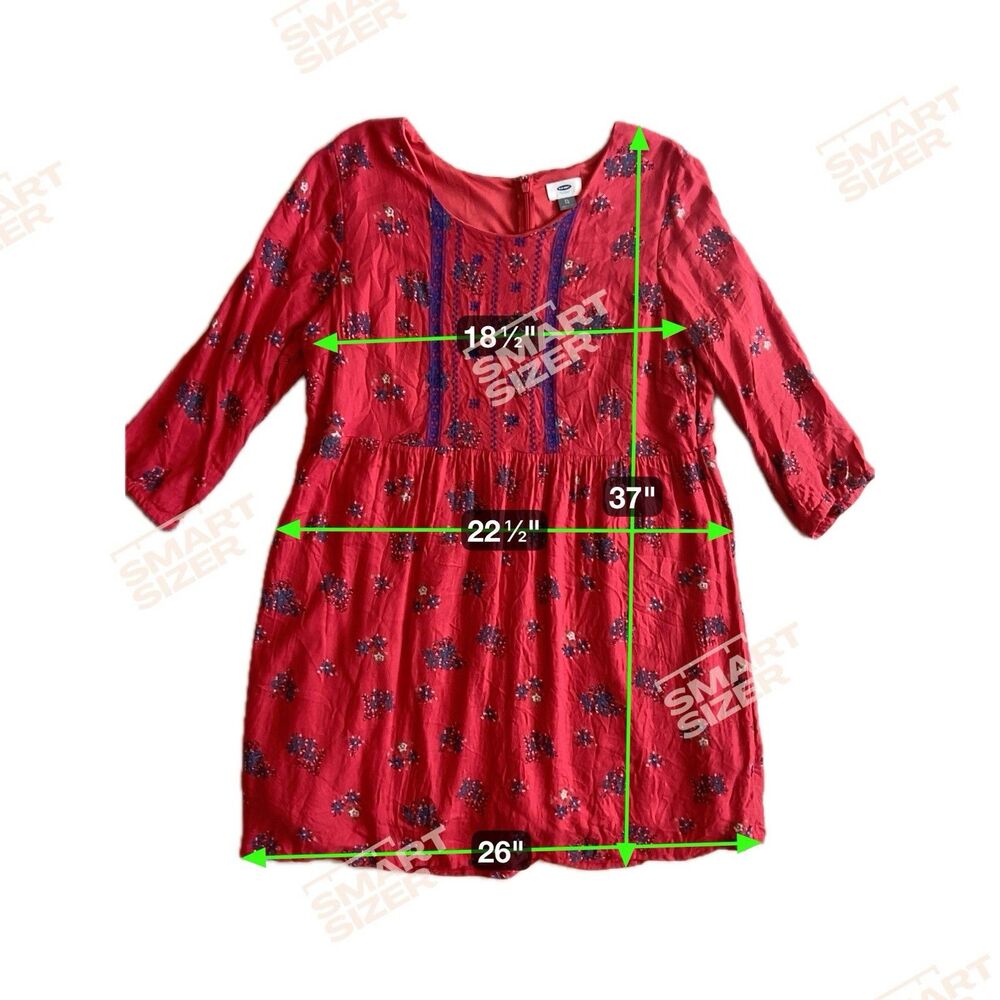 Old Navy Women Boho Floral Dress Size XL Red Peasant Festival Artisan Embroidery - Picture 6 of 13